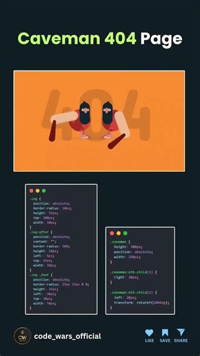 💥caveman 404 page with html and css | code buzz | web development | #coding