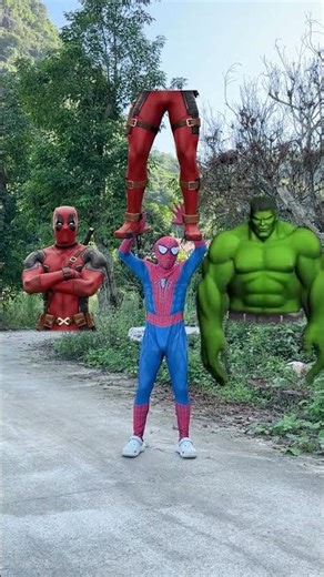 Spiderman and Deadpool troll the fat guy 🤣 🤣 #shorts