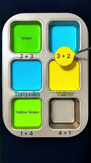 Create 4 Colors from 2 Colors Turquoise + Yellow #colormixing #mixingcolors