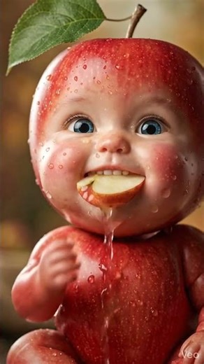 Cute Apple Baby Eating Apple 🍎