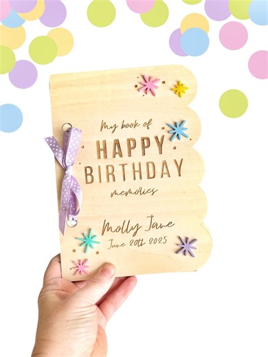 Birthday Card Keeper Book, Wooden Greeting Card Organizer, Memory Card Cover, Birthday Invitation Gift for Child, Keepsake Children Party - Etsy