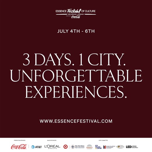 69 reactions | We’re just days away from the biggest celebration of US, the ESSENCE Festival of Culture! From unforgettable performances to conversations that you can only have with your ESSIES, New Orleans is about to be a time! Got your tickets yet? If not, what are you waiting for? July 4th weekend, there’s nowhere else you’d rather be. Tap in now before it’s too late! The ticket link is in the bio! | Essence Festival | Facebook