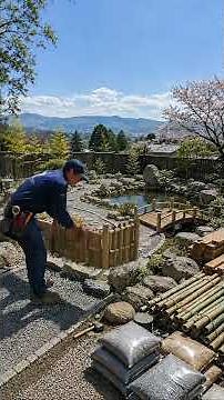 Building an Authentic Japanese Zen Garden From Scratch — Empty Land to Peaceful Paradise! 🌿 #wood