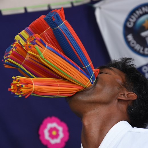 197K views · 1.9K reactions | The most straws stuffed in the mouth (hands off) is 650, achieved by Nataraj Karate, in Salem, Tamil Nadu, India. | Guinness World Records | Facebook