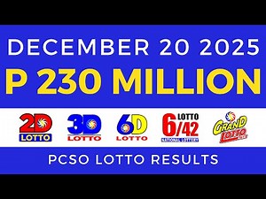 Lotto Result Today 9pm December 20 2025 PCSO