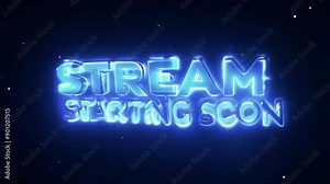 Stream starting soon neon text animation with glitch effect, live streaming countdown video Stock Video