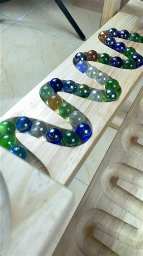 MARBLE RUN RACE ASMR #130 Wooden Wave Course Colorful Marbles #marblerun #marblerunrace #ASMR