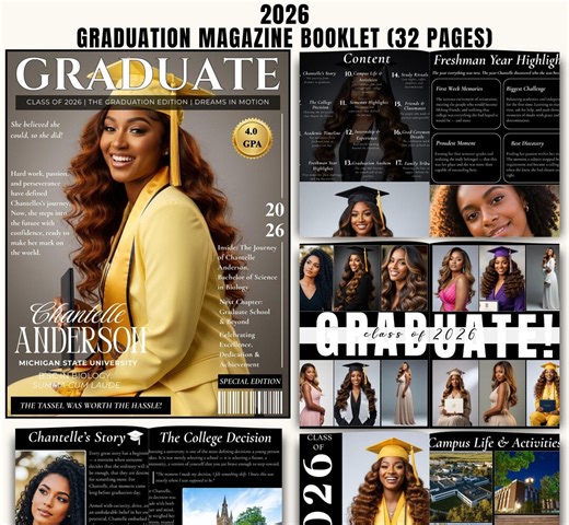 2026 Graduation Magazine Booklet, Editable Grad Activity, Custom Graduation Keepsake, Senior Memory Book (digital Download, Canva Template) - Etsy