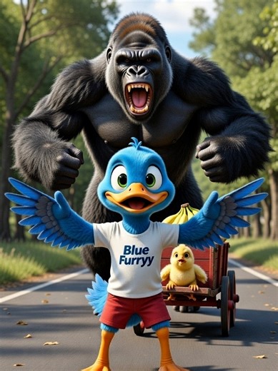 Brave Duck Rescues Baby Chick from Gorilla