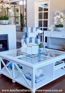 The Hamptons is a timeless design style that combines beautiful blue & white with luxurious chrome accents to create a relaxed & sophisticated interior! We can help you create this look at Luxe! Shop our stunning range online anytime here https://bit.ly/2vi2jXF with Australia wide delivery and Afterpay! | Luxe Furniture & Homewares