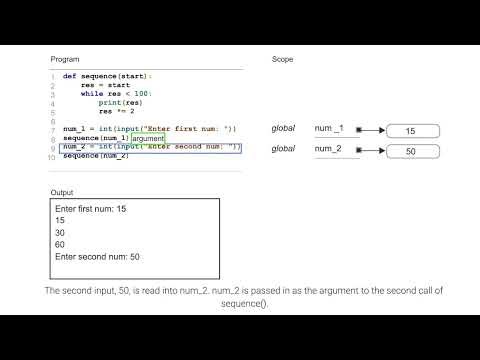 More global and local variables in a program with a function; ch 6, video 9