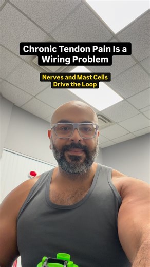 MOVABILITY on Instagram: "The secret about chronic tendon pain. It is a wiring problem, not just wear and tear. Healthy tendon cores are almost nerve free. After overload, sensory nerves grow inward from the sheath into the tendon proper. That is maladaptive reinnervation, the wrong wires in the wrong place, carrying chemistry that turns pain up. If your MRI looks normal but you still hurt, you are not imagining it. If your scan looks messy but the pain does not match, you are not broken. Pain p