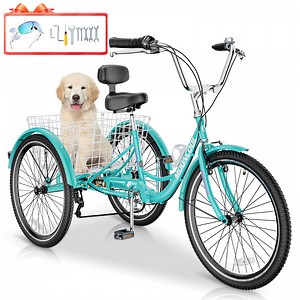 MOONCOOL Adult Tricycles with Rear Basket & Inflator, 24 26 inch 7 Speed 3 Wheel Bikes, Three-Wheeled Bicycles Adult Trike with Backrest for Seniors, Women, Men - Walmart.com