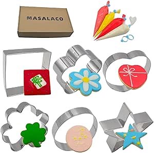 Metal Cookie Cutter Machine 6-piece set, Equipped with Square, Oval, Heart-shaped, Star, and Flower Cookie Cutter Machines.