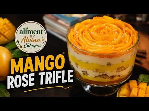 Mango Trifle | Easy Pakistani Dessert for Summer | Creamy Mango Custard Trifle | Mango Rose Tutorial