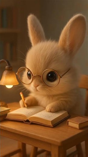 "Padhta Hua Bunny 🐰📚 | Soft Music ke Saath Study Vibes | Relaxing Bunny Video" #cute #ai
