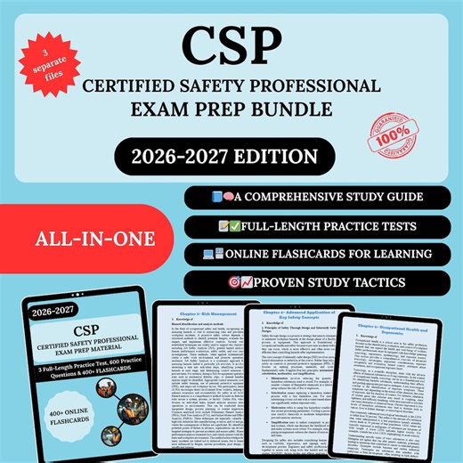 CSP Exam Prep Bundle 2026 | CSP Study Guide | Certified Safety Professional | Bcsp Csp Exam | 600  Questions | 400  Flashcards - Etsy UK