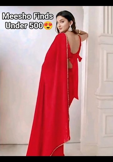 Meesho Saree Haul Under ₹500! | Honest Review & Try-On of Trending Sheer Sarees (Black & Red)#meesho