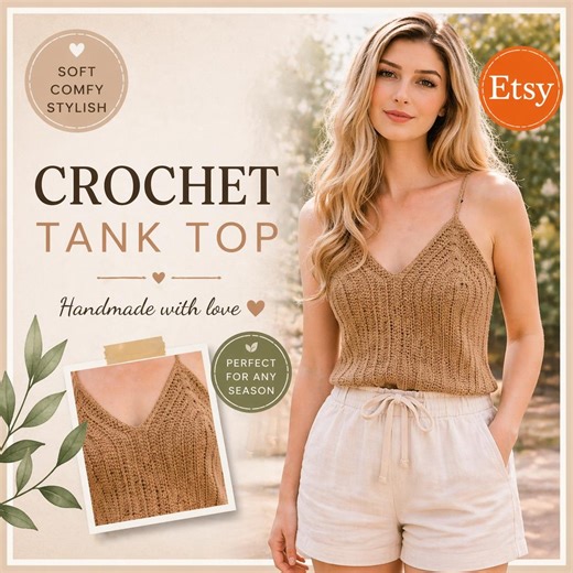Crochet Crop Top Pattern PDF, Beginner Boho Tank Top, Summer Sleeveless Design, Instant Download - Etsy