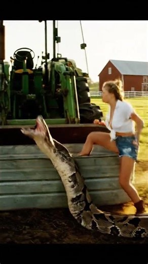 The Massive Python vs. One Fearless Farm Girl!”#monsterbattle #snakeattack #farmrescuer #ytshorts