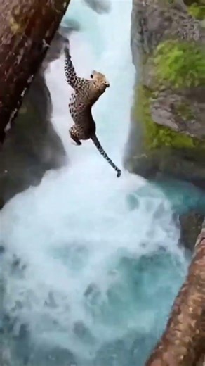 Chase action! A leopard chases a mandrill until it falls into the river. #leopard #mandrill #shorts