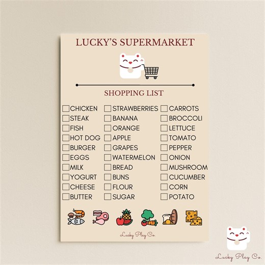 Blocco note per giochi di ruolo con la lista della spesa del supermercato – Schede di gioco di ruolo fantasiose per bambini (tempo di gioco, attività prescolare, set di gioco) - Etsy Italia