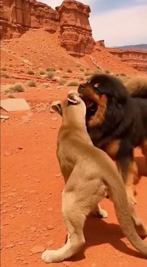 Tibetan Mastiff vs Mountain Lion in a Red Canyon — A Brutal Desert Reversal Caught on Camera