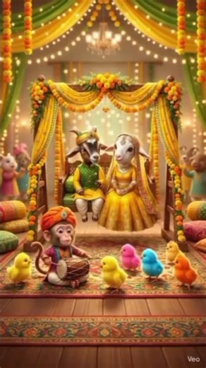 Goat Bride & Groom with Dancing Monkey 🐒 | Adorable Celebration