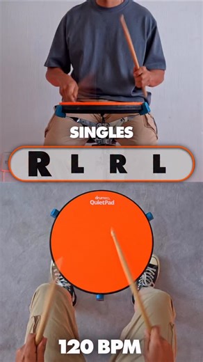 Alejandro Sifuentes on Instagram: "The perfect warm up routine but now a little faster, 120 BPM, perfect for advanced drummers 🥁 and the pad in the video is the Drumeo Quiet Pad in Ostinato Orange 🍊@drumeoofficial #drums #drummer #bateria #baterista drumming l"