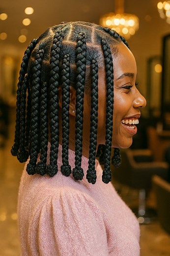 Clean sections, chunky braids, and knotted ends — a playful and structured braid look that keeps its shape beautifully. ✨ #boxbraidstyle | Hairstyle and Fashion