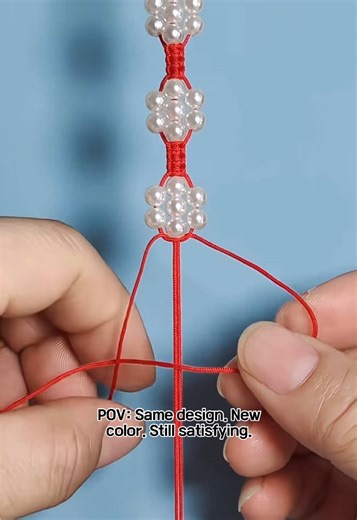 Handmade Jewelry Redesign: Red Thread & Pearls