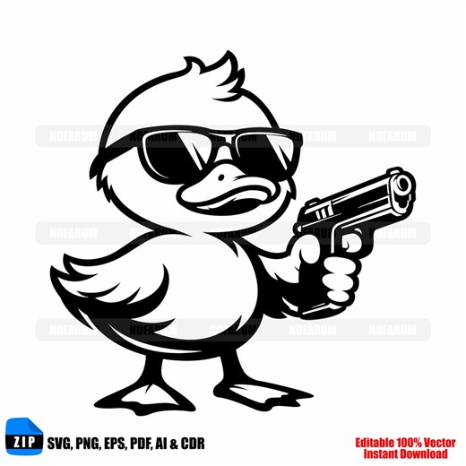 Cool Duck SVG Cartoon Duck With Gun Funny Animal Graphic for Shirts Stickers Cricut Crafts - Etsy
