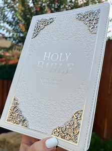 White KJV Bible With Silver Corners - Etsy