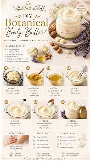WHIPPED BOTANICAL BODY BUTTER (DIY) #MuaNaturalDIY #BodyButterDIY #NaturalSkincare