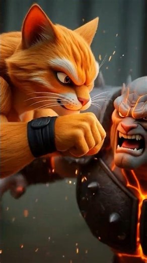 Meow the Cat vs the Giant Ogre | Kung Fu Training Turns into a Fiery Jungle Battle 🔥#shorts #cat #ai