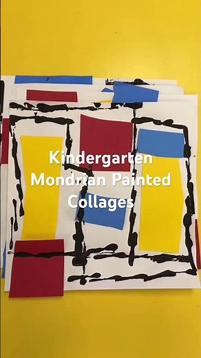 Kindergarten Piet Mondrian Painted Collages