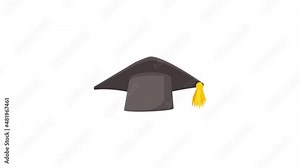 Graduation cap icon animation best cartoon object on white background Stock Video