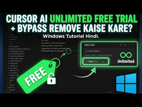 Cursor AI Unlimited Free Trial + Bypass Remove Kaise Kare? Windows Tutorial Hindi