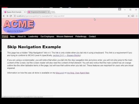Accessible Web Development - Skip Navigation Link