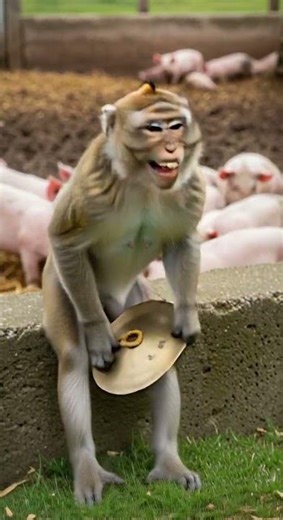 When a Monkey Uses Cymbals as an Alarm! 🤣 Waking Up Just Got Wild #funnyanimals #monkeyantics #viral