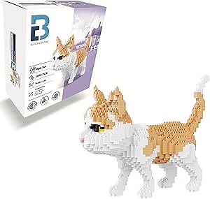 3D Mini Blocks Calico Cat [Upgraded Model], 3D Toy Pet Building Block Set, MiniBlocks and Micro Building Blocks Kit for Kids, Teens, and Adults 1300 pcs (Tabby)