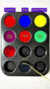 Black + Carmine + Blue + Lemon Yellow #colormixing #satisfying