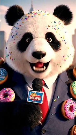 Panda Reporter Hit by Falling Donuts: “Back to You in the Studio!” | Funny AI Short | Nebula Shots