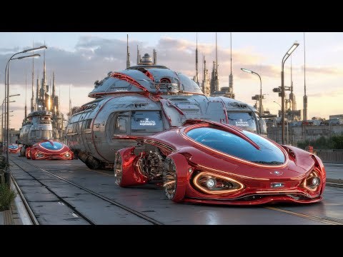 Humans & AI 2100 | Red Neon Future Earth Reimagined Clean Energy Metropolis & Technological Wonder