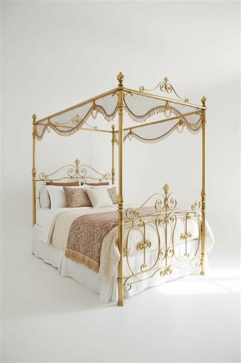 Victorian Canopy Iron Bed | Luxury Four Poster Ornate Metal Frame | Custom Size - Etsy UK