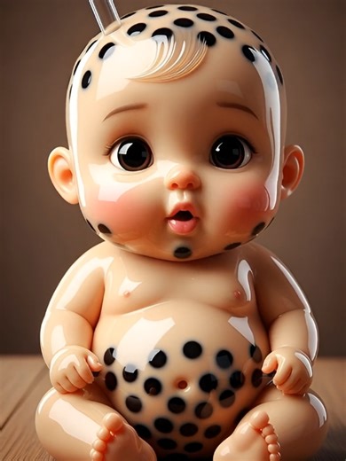 Black Tapioca Baby Eating Tapioca ⚫ #aiasmr #satisfyingvideo #eating #asmr #fyp