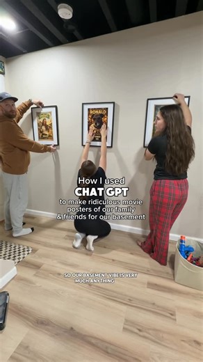 Veronica Ylvisaker | Millennial Mom Style & Humor | NJ on Instagram: "Chat GPT has become my absolute fav tool for pretty much every aspect of my life 😂 Basement decor, wall decor, using chat gpt to create wall art"