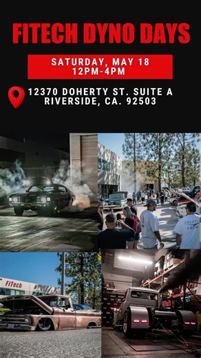 Saturday, May 18th- Dyno Days! Date: Saturday, May 18 Time: 12:00pm-4:00pm Location: FiTech Fuel Injection 12370 Doherty St. Suite A Riverside, CA 92503 Cost: FREE admission, food and drinks for sale. Car detailing for a fee. FiTech Fuel Injection Dyno Days to kickoff Quarantine Cruise @qruisinpch ? ‼️Please Read:‼️ Here’s what’s going down Saturday, 5/18 12pm-4pm? *WEATHER PERMITTING* -Check out some great classics on the Dyno! - @dosmexicanosgrill will be serving up the best! 🌮 -Bring your fr