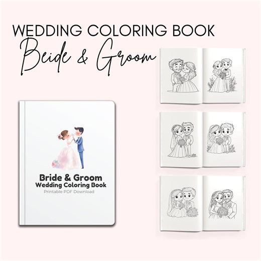 Bride and Groom Coloring Book – Wedding Activity Book for Kids, 20 Printable Coloring Pages PDF, Instant Download - Etsy