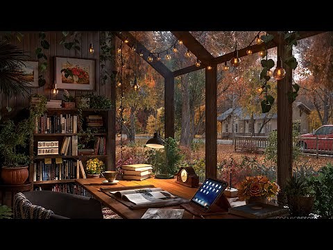 Glasshouse Study Room Cozy Autumn Ambience - Rain Sounds for Study, Focus and Relaxation